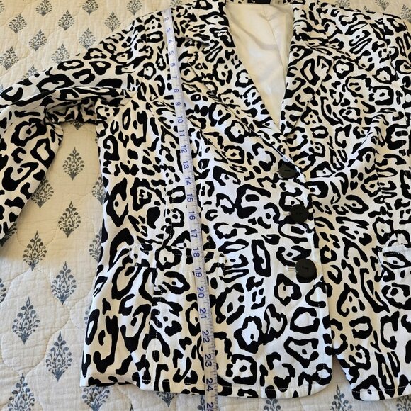 Linea Animal Print Cotton Blazer XL – 3/4 Sleeve Button Front Jacket Safari Chic - Picture 7 of 16
